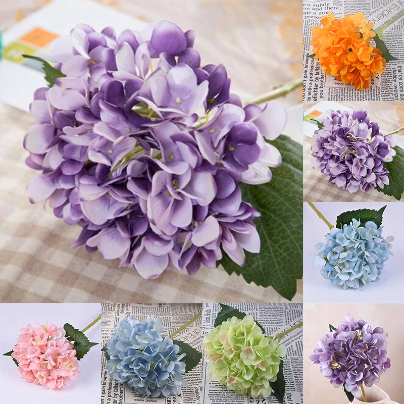 47cm Bunch Artificial Crepe Plastic Flower Hydrangea Wedding Home Decor UK