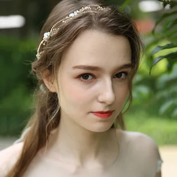 

NPASON 2020 Rhinestone Women Head Chain Fashion Pearls Bridal Hair Jewelry Vine Handmade Wedding Headband Accessories D2278