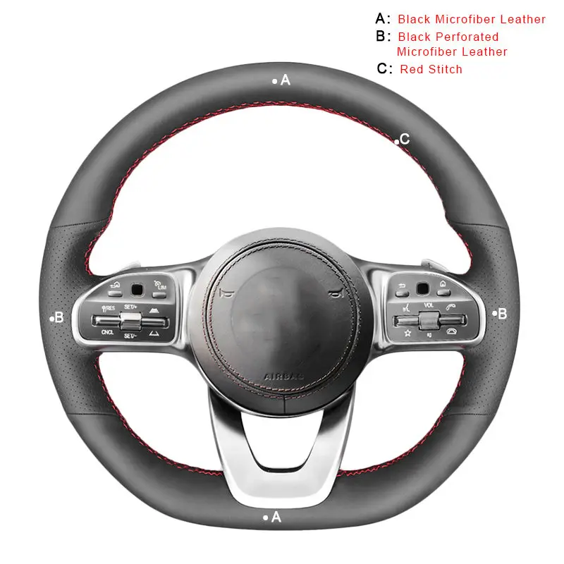 Автомобильная оплетка на руль для Mercedes-Benz A-Class W177 C-Class W205 E-Class W213 S-Class W222 автомобильные чехлы на колеса - Название цвета: Microfiber Leather