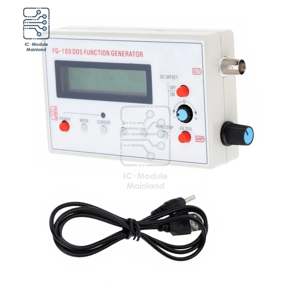 

FG-100 DDS Function Signal Generator 1Hz - 500KHz Frequency Counter Sine/Square/Triangle/Sawtooth Wave 1Hz - 500KHz