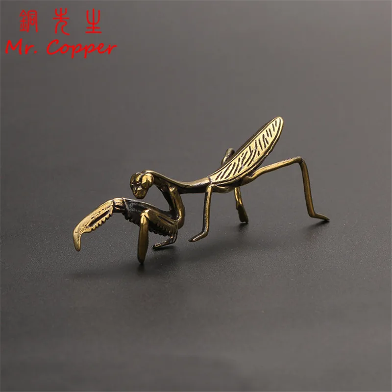Copper Mantis Excellence Miniature Ornament Tea Antique Solid Pet Brand new Fi Insect