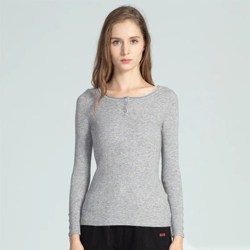 Marwin New-coming Autumn Winter Button Solid Soft Casual O-Neck Thin Women Pullovers High Quality Warm Female Sweaters