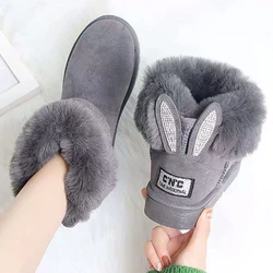 Rabbit Ear Ankle Boots Women Winter Shoes Suede Woman Snow Boots Cute Women's Furry Botas De Mujer Warm Plush Cotton Shoes