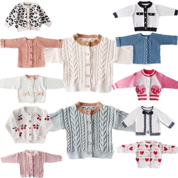 

Fashion Baby Girls Clothes Children Knitted Cardigan Infant Toddlers O-neck Outer Sweaters Baby Clothes Girls Princess Jacket