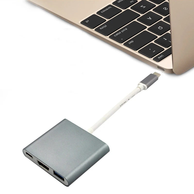 Тип C USB 3,1-USB-C 4K HDMI USB 3,0 адаптер 3 в 1 концентратор для Apple Macbook