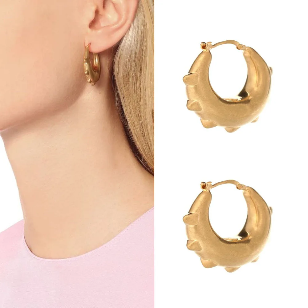 

2019 Fashion Sawtooth chunky thicky gold hoop earrings for women kupe kolczyki oorbellen brincos