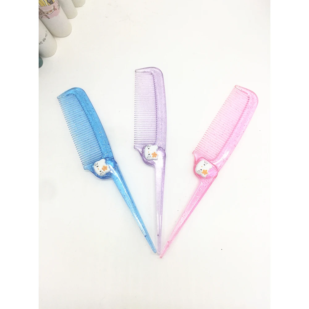 MIXED 3PCS Детские складные гребни для волос для маленьких девочек, милый портативный пластиковый гребень с блестками, розовый, голубой, фиолетовый - Цвет: MIXED 3PCS