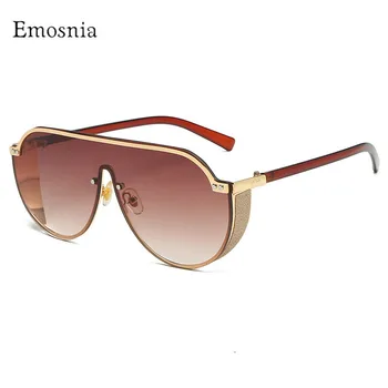 

Emosnia Oversized Brown Sunglasses 2020 Women Retro Vintage Sunglasses Men Luxury Brand Rimless Unique Female Eyewear Big Shades