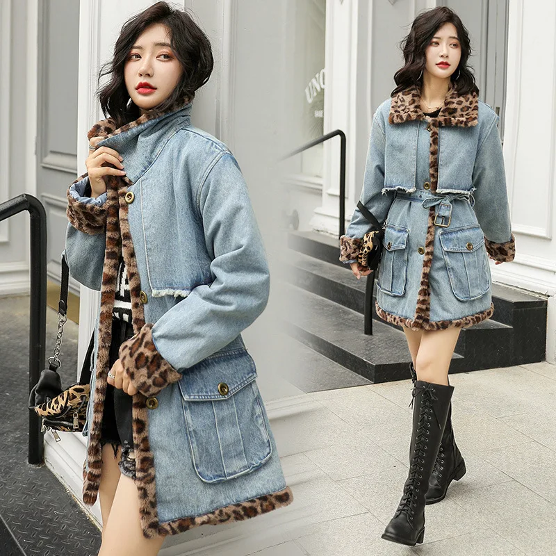 

2019 Winter New Style Hjy2987 with Belt Women's Fashion Western Style Jeans Coat
