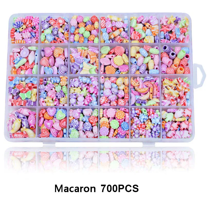 Macaron 700pcs 550-700 шт DIY Красочные акриловые бусы девушки головоломка игрушка ювелирные изделия ожерелье браслет ручной работы струны бисера девочка дети делая игрушки - Цвет: Macaron 700pcs