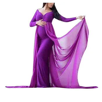 

Sexy Photography Props Pregnant Dress Women Off Shoulder Solid Long Sleeve Maternity Long Dress Pregnancy Maxi Dresses #LR3