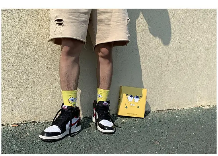 Носки с персонажами мультфильмов забавные мужские носки крутые Harajuku забавные скейтборд повседневные носки модные мужские хлопковые носки 4 пар/кор