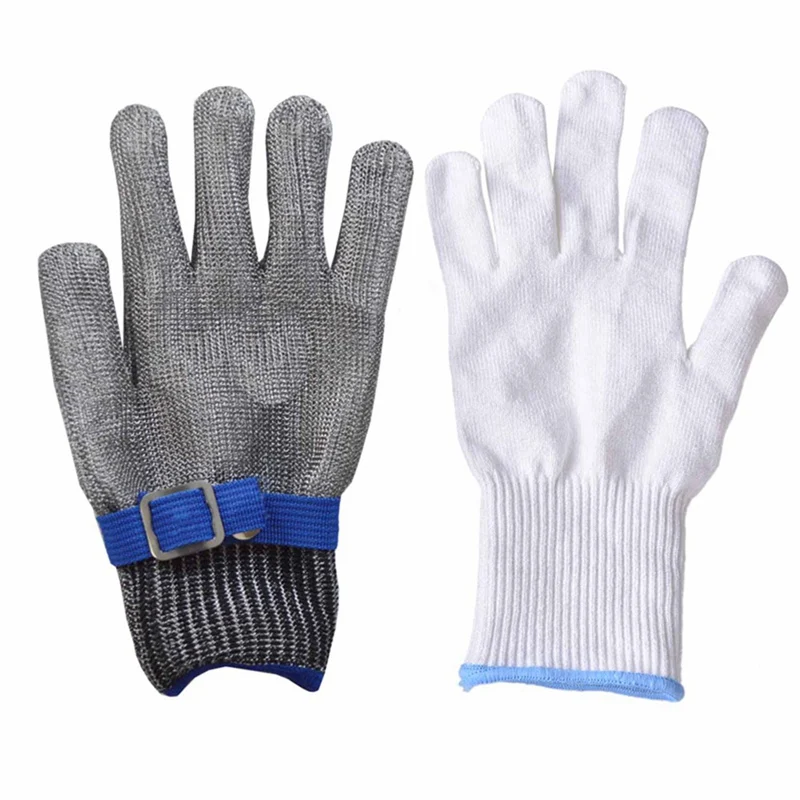 1PCBlue 1PC white Безопасность из нержавеющей стали высокого качества Мясник защиты перчатки порезостойкие перчатки - Цвет: 1PCBlue 1PC white
