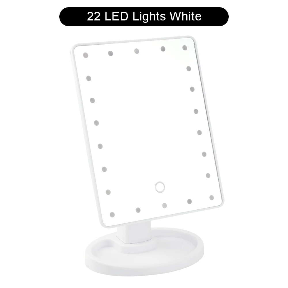 16/22 светодиодный зеркало для макияжа с подсветкой, Беспроводная зарядка, увеличительное зеркало, 1х 10х яркое косметическое зеркало с USB или батареей - Цвет: WH 22LED Lights
