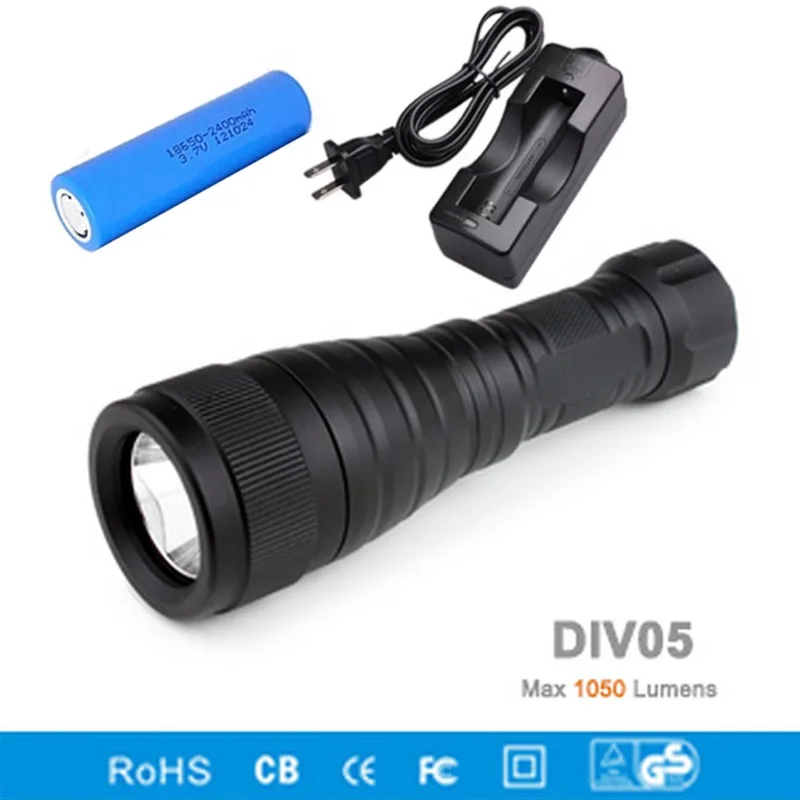 Brinyte DIV05 LED Diving Light CREE XML2 1000lm LED Scuba Diving Torch Diving Flashlight 200M Underwater Lamp+ battery charger