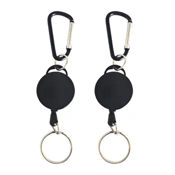 

2 PCS Outdoor Carabiner Zinc Alloy Nylon Rope Pull Ring Retractable Key Chain Keyring One Color