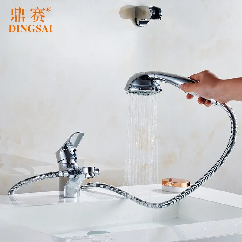 

Full Copper Foramina Singulare Basin Water Tap Bring Shower Shower Platform Basin Wash Basin Faucet Cold Hot Water Double Use