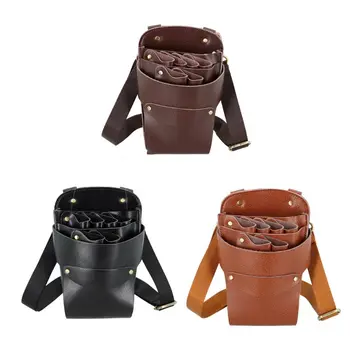 

Portable Leather Barber Scissors Bag Comb Clip Brush Storage Pockets Hairdresser Organizer for Hairdressers Salon Hair Stylist B