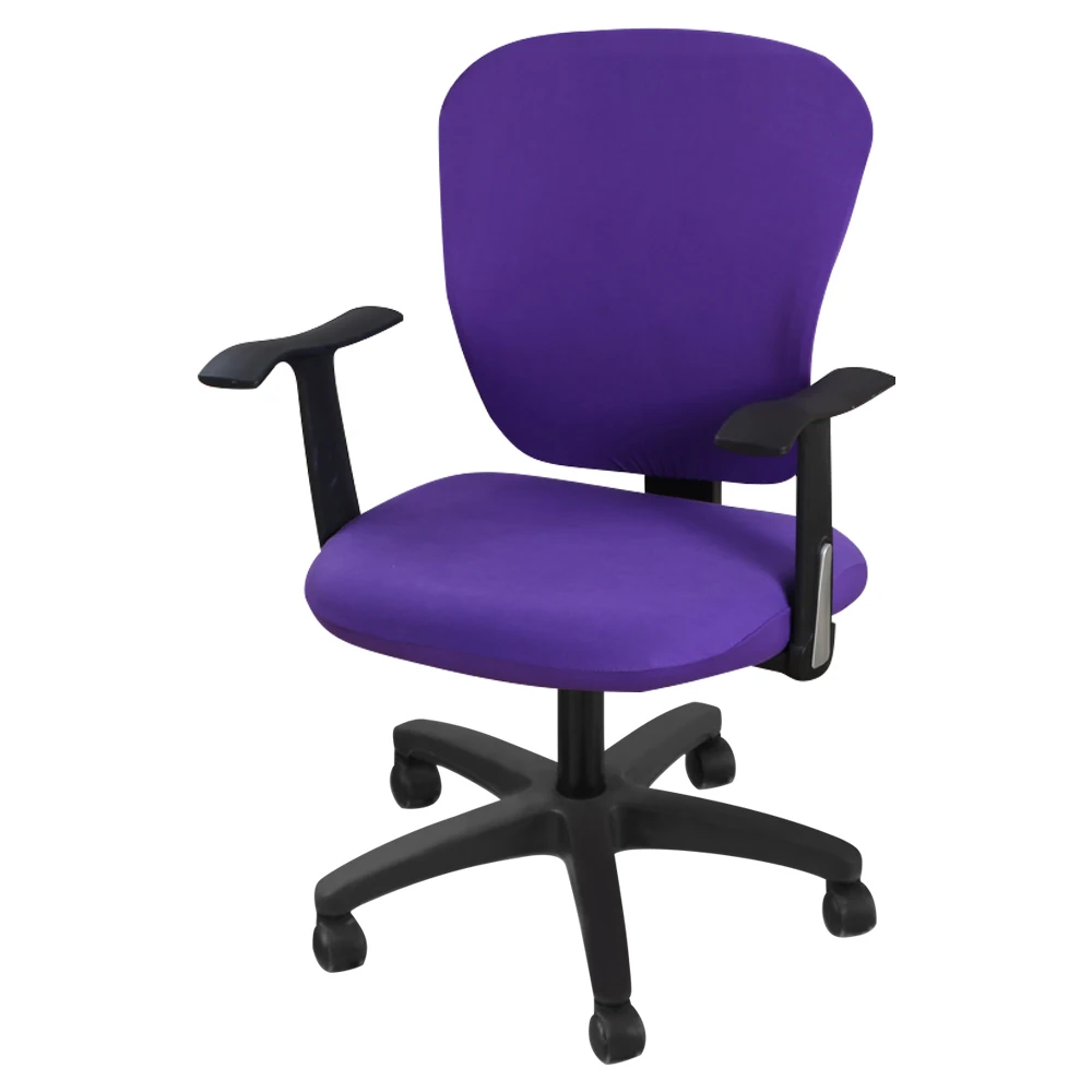 Purple Растягивающиеся чехлы для стульев из спандекса, противогрязные Чехлы для компьютерного кресла, сменные Чехлы для офисных стульев, универсальный размер - Цвет: Purple