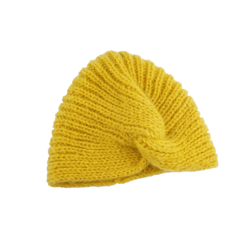 Новинка, зимняя женская шапка, шапка-тюрбан для девушек, вязанные повязки с узлом, уличные теплые шапки, шапка s Beanie, модные шапочки - Цвет: yellow