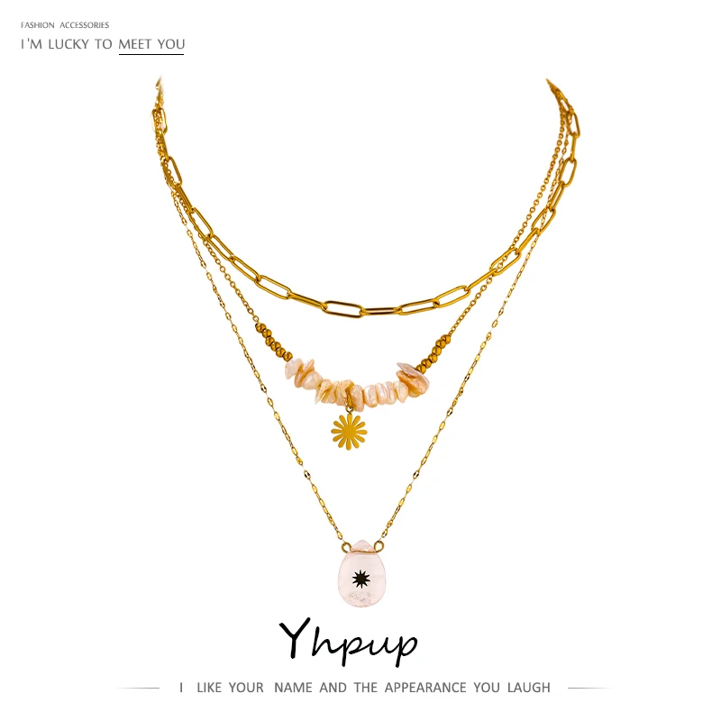 Высококачественное многослойное ожерелье Yhpup из нержавеющей стали 18 K богемное