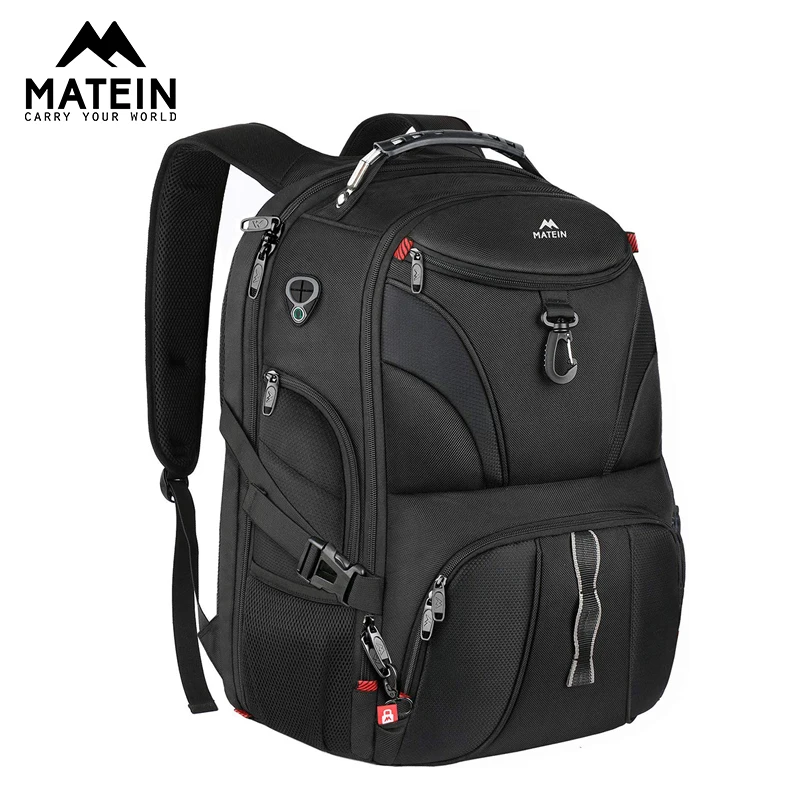 

Matein Travel bag for men 2019 fashion laptop bags for women waterproof 18" backpack with USB charging port 55L computer bag