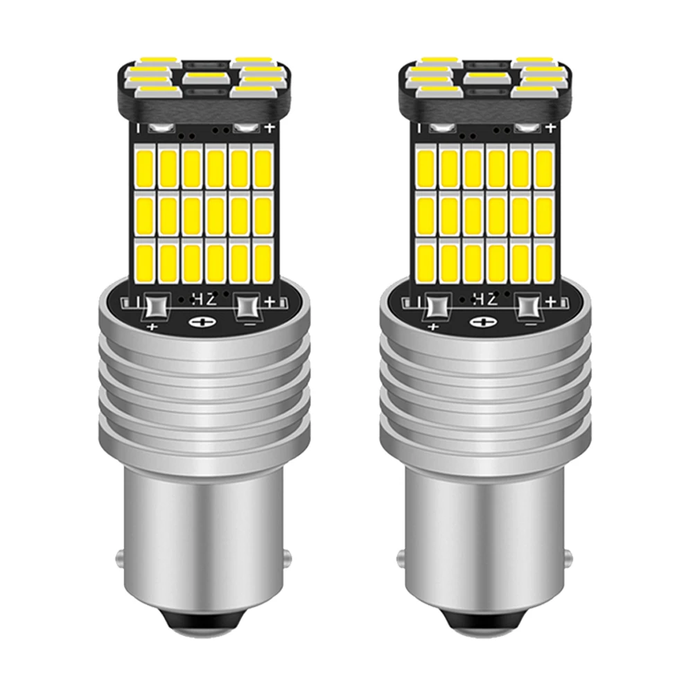 

2PCS White S25 1156 BA15S P21w BAU15S LED T20 7440 W21W 7443 Bulbs 4014 45smd 1157 W16W T15 Turn Signal Lights Brake lamp 12VT10