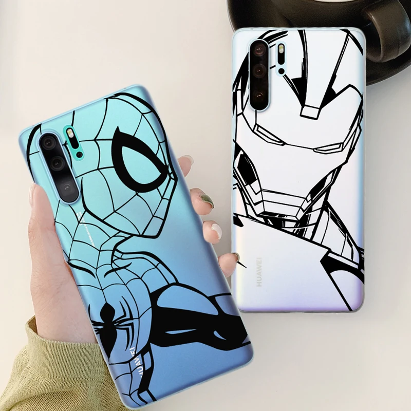 Spiderman Iron Man Phone Case For Huawei Y9 Y7 2019 Cases Cover Fundas P Smart Transparent Capas |