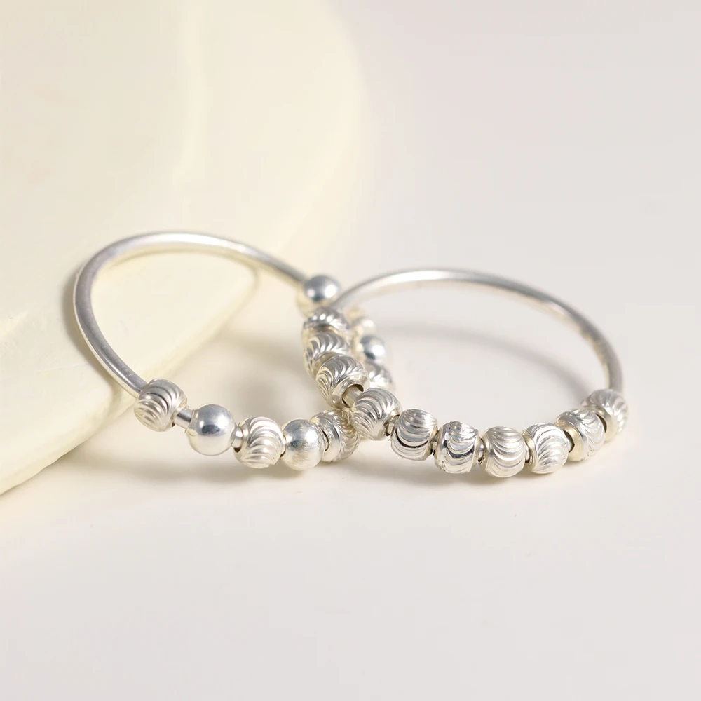 925 Sterling Silver Fidget Beads Ring For Women Men Rotate Freely Anti Stress Anxiety Ring INS Simple Style Lady Fashion Jewelry