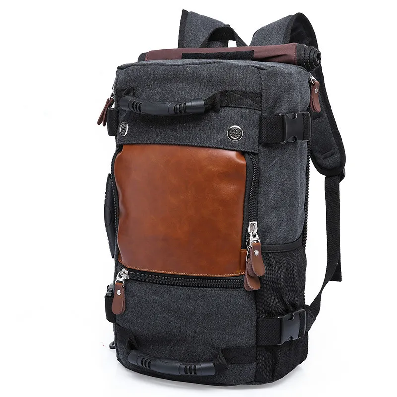 

New Retro Casual Large Capacity Rucksack Men's Multi-function Travel Backpack Large-capacity Stitching Travel Backpack