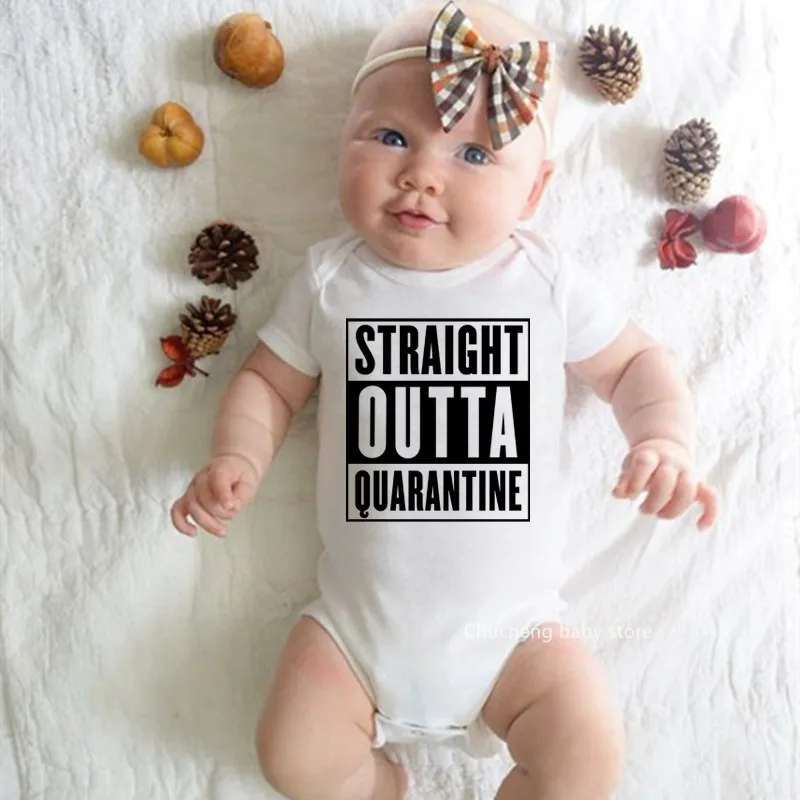 Plain White Baby-Shorts & T Shirt Set-Straight Outta Quarantine-Novelty Babywear 