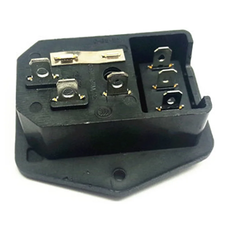Черный CE медь 10A 250V IEC320 C13 C14 винт панель цепочка из нескольких розеток с предохранителем трубка переменного тока розетка с 3 контактами на выключенном выключении