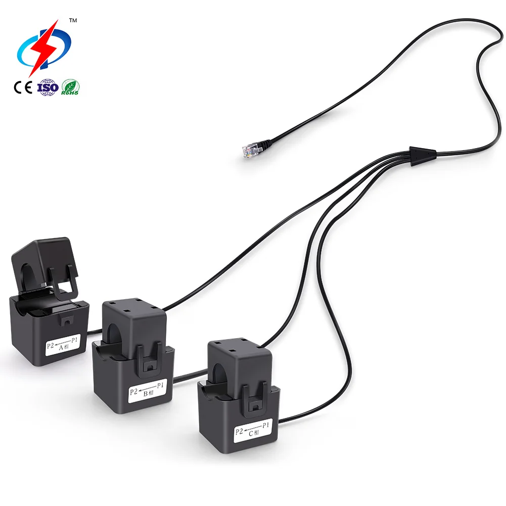 Zhongdun ZDKCT16M-3 3 in 1 with RJ12 Low Voltage Rohs 60A Ac Ct Meters Clamp Sensors Current Transformer