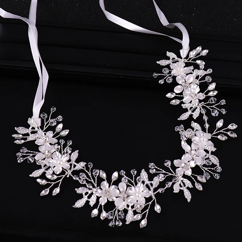 Flower Headband Wedding Hair Accessories Silver Rhinestone Flower Bridal Tiara Headband Hair Comb Hairpins Wedding Hair Jewelry