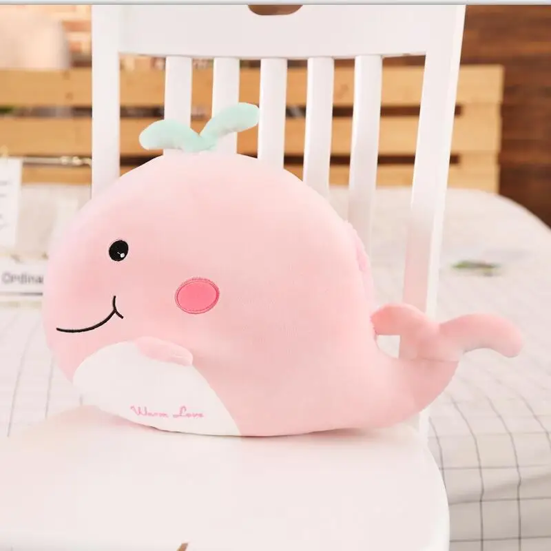 30 см Kawaii плюшевая подушка динозавр игрушки плюшевая КИТ свинья Пингвин ручная грелка Детские куклы игрушки подарки на день рождения для детей - Цвет: pink whale