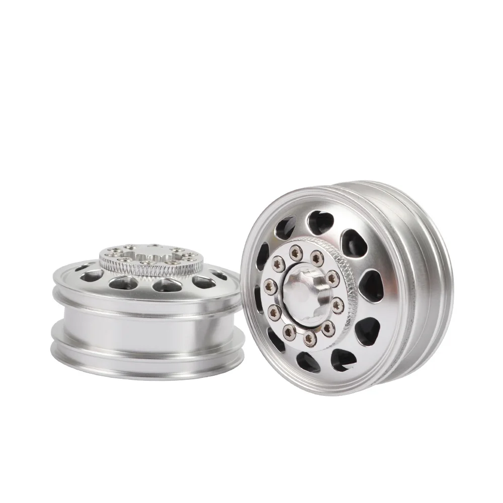 

2pcs RC Crawler Alloy Front Rear Wheel Rims for 1/14 Tamiya Tractor Truck Climbing Trailer Cargo Truck Car Upgrade Parts