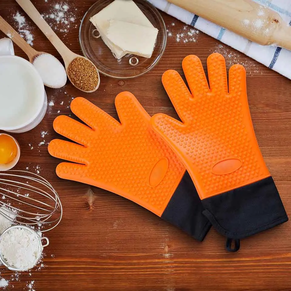 Длинные силиконовые перчатки для духовки термостойкие для плиты перчатки хлопчатобумажные перчатки силиконовые для выпечки для микроволновой кухни инструменты Glovees