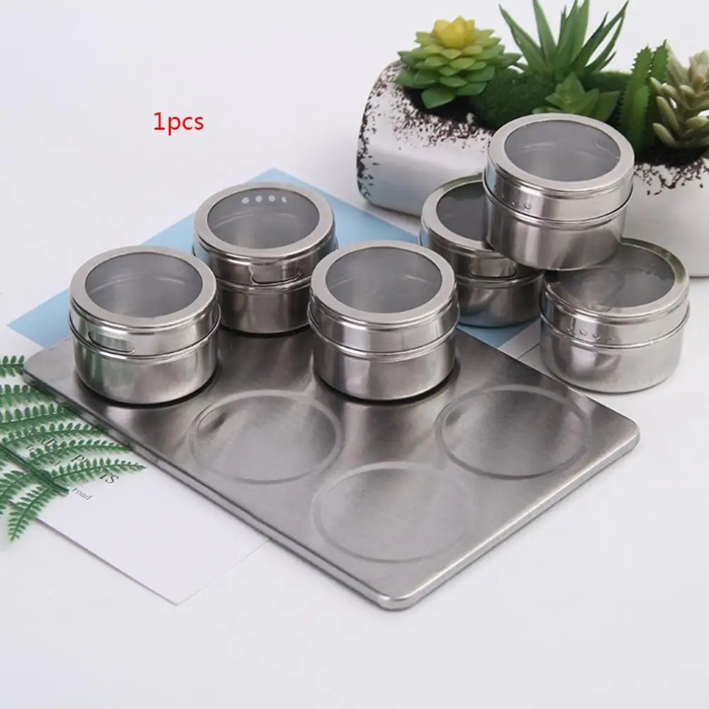Stainless Steel Visible Seasoning Jar Magnetic Barbecue Seasoning Box Kitchen Spice Jar Stainless Steel Tank