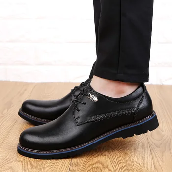 

Genuine Leather Men shoes lace up Comfortable Outdoor Casual Shoes High Quality oxfords Cow Leather Men Flats shoes big size 48