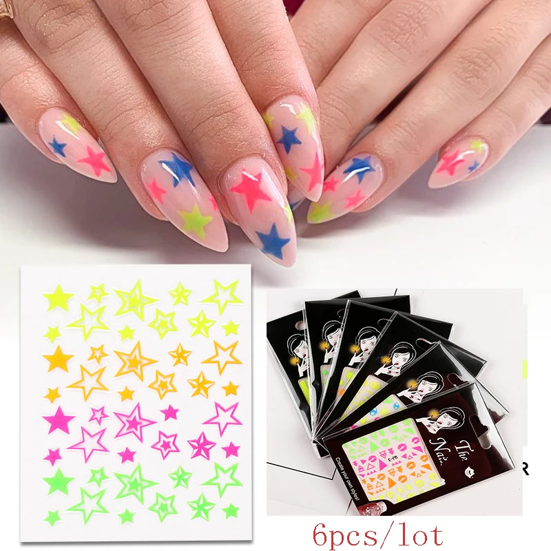 

2020 Star Nails Colorful 3D Nail Stickers Decal Self Adhesive Manicure Nail Art Acrylic Designs Tool Z0337