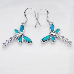 Libélula pequenos brincos femininos pequenos azul opala brincos moda feminina