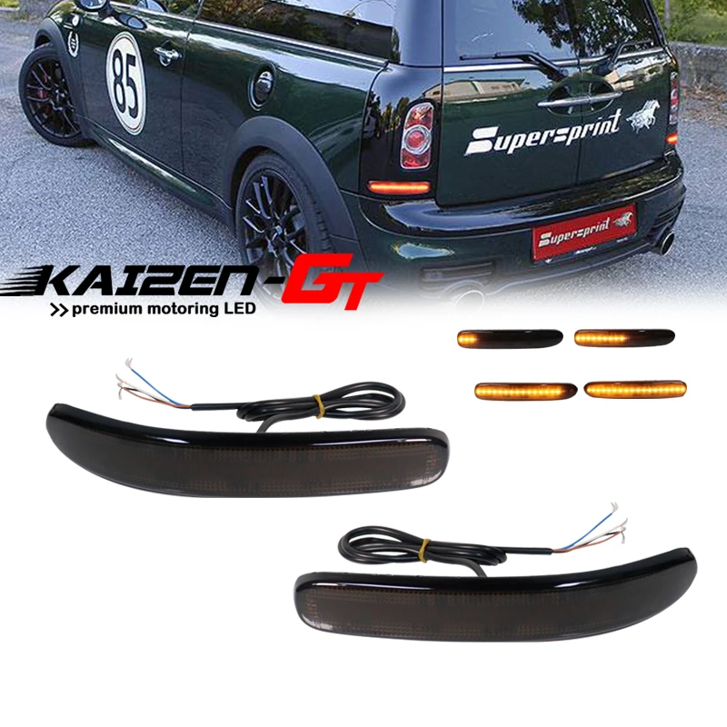 LED Rear Bumper Reflector Brake Tail Lights w/ Sequential Turn Signal ...