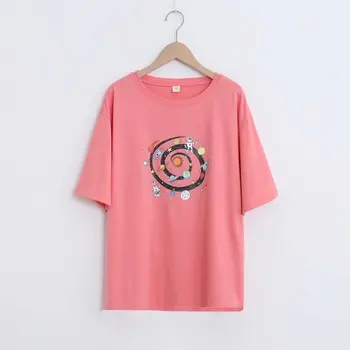 

Cotton loose O-neck print women loose T-shirts 2020 plus size new summer casual ladies soft tshirts female tops t shirts