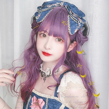 

Cosplay Lolita High Temperature Resistant Fiber Synthetic Wig Female Purple Big Wave Long Curly Hair Fluffy Natural Headgear Wig