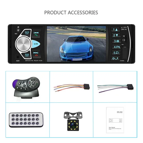 with 8 LED CAM Автомагнитола Авто Стерео 4,1 дюймов 1 Din FM Bluetooth 2,0 Поддержка камеры заднего вида USB рулевое колесо управление Авторадио 4022D - Цвет: with 8 LED CAM