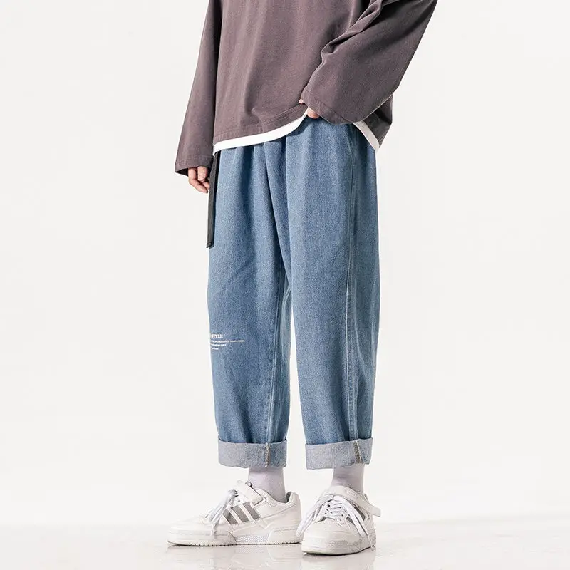 

2020 Spring And Autumn New Youth Popular Japanese Solid Color Large Size Loose Washed Jeans Fashion Casual Straight Pants