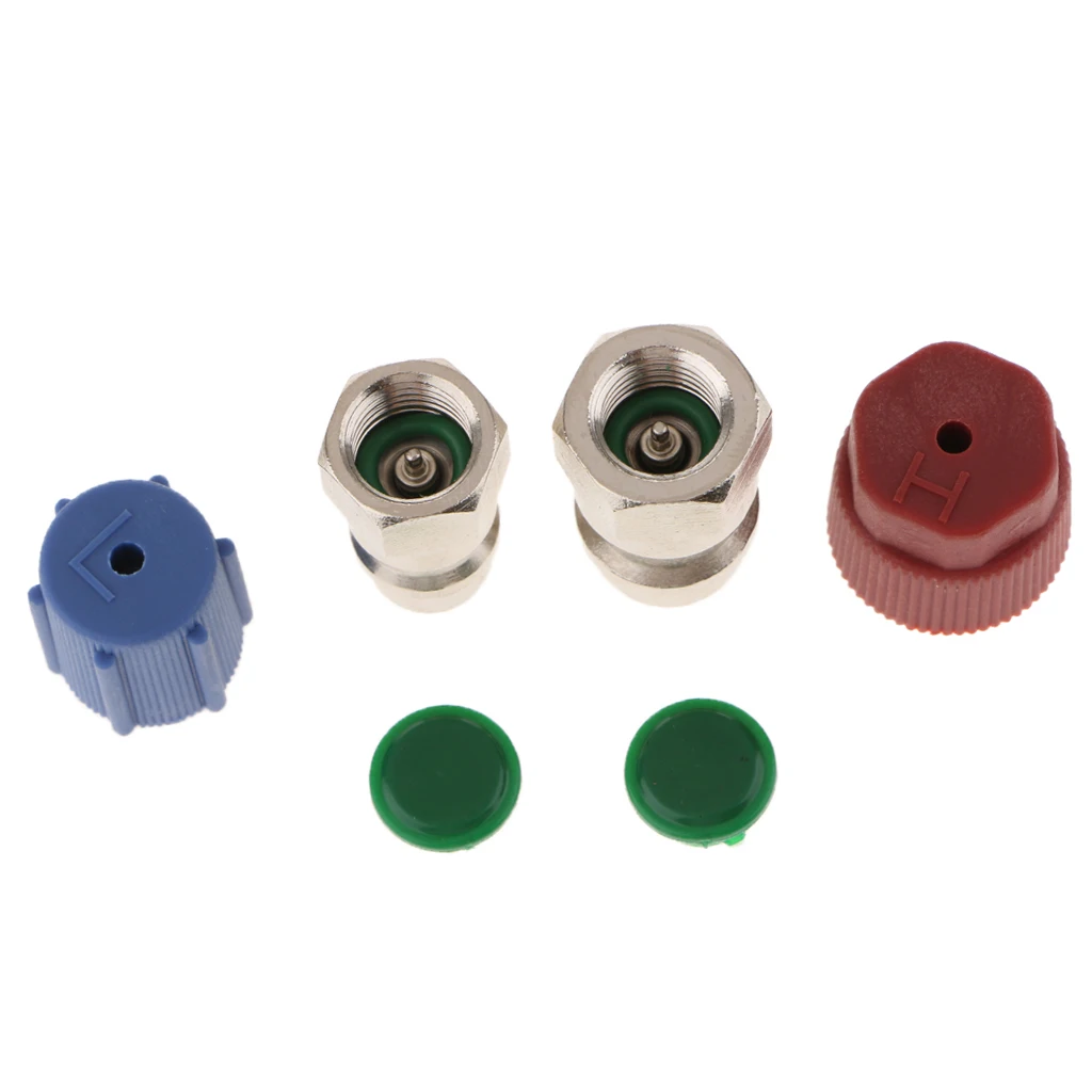2X Red+Blue A/C Charging Port Hi/ Low Adapters Retrofit R12 R22 to R134a