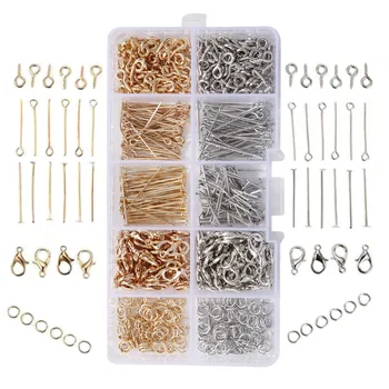 

10 Grids 700pcs Jewelry Making Findings Eye Nails Lobster Clasps Ninth Pin Clasp Open Rings DIY Accessory Supplies