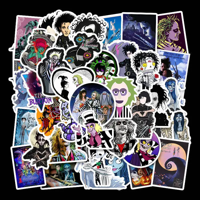 50 шт. в упаковке, Tim Burton Стикеры из фильмов Beetlejuice/Corpse, наклейки невесты для детей, багаж, скейтборд, ноутбук, детская игрушка