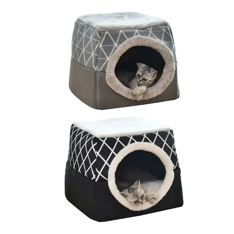 Round Cat Bed-dog Bed Cute and Comfortable Self Warming Plush Calming Cat Bed